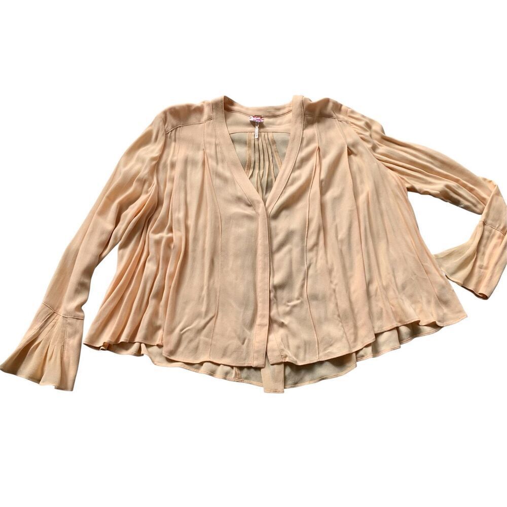 NEW NWOT FREE PEOPLE Slice Of Heaven peach BOHO Tunic Shirt Top sz S